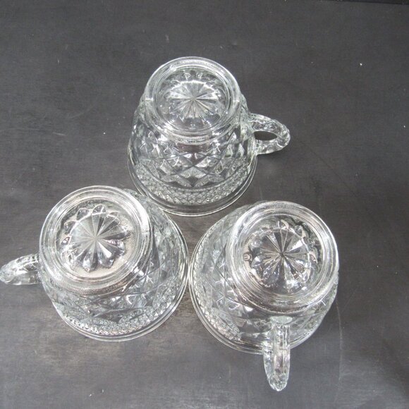 Vintage 3 Anchor Hocking Wexford Clear Glass Criss Cross Pattern 6 Oz Punch Cups - Picture 5 of 7